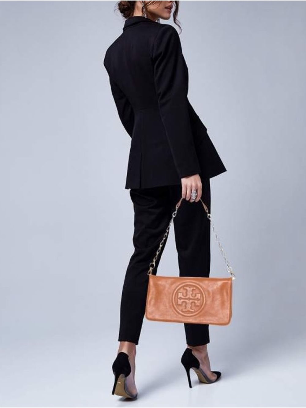 Tory Burch Cognac Leather Shoulder Bag with Gold Chain Strap
